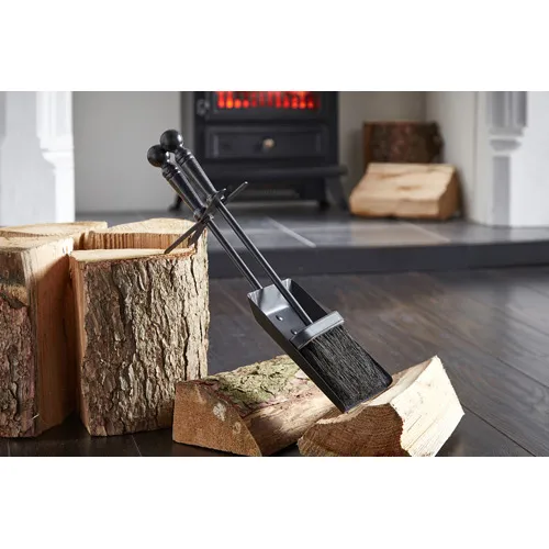 Black Fireplace Brush Set