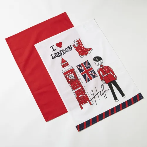 London Print Cotton Tea Towels