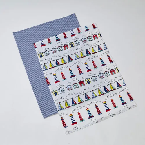 Nautical Print Cotton Tea Towels