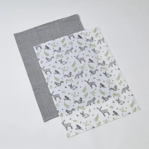 Woodland Print Cotton Tea Towels