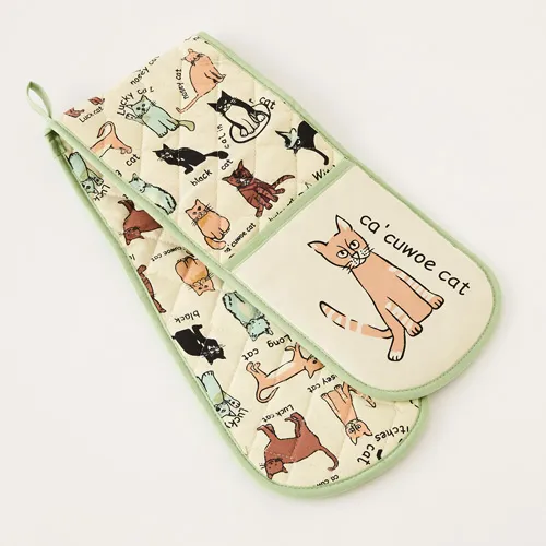 Cat Print Double Oven Glove