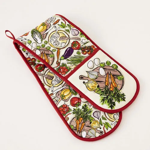 Kitchen Print Double Oven Glove