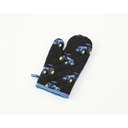 Tractor Print Single Oven Mitt Blue