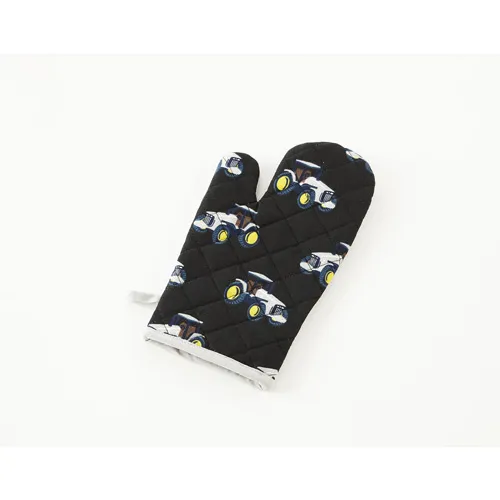 Tractor Print Single Oven Mitt Grey