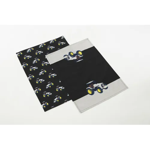 Tractor Print Cotton Tea Towels Grey