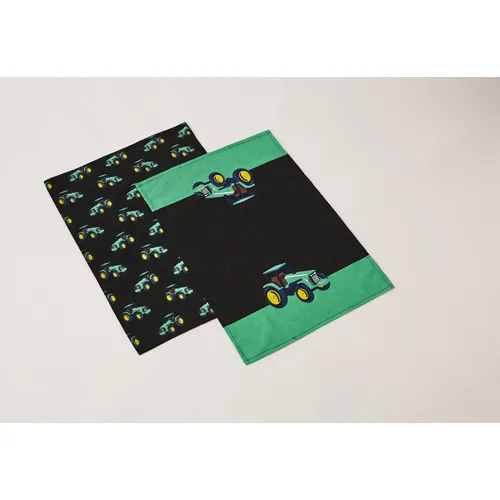 Tractor Print Cotton Tea Towels Green