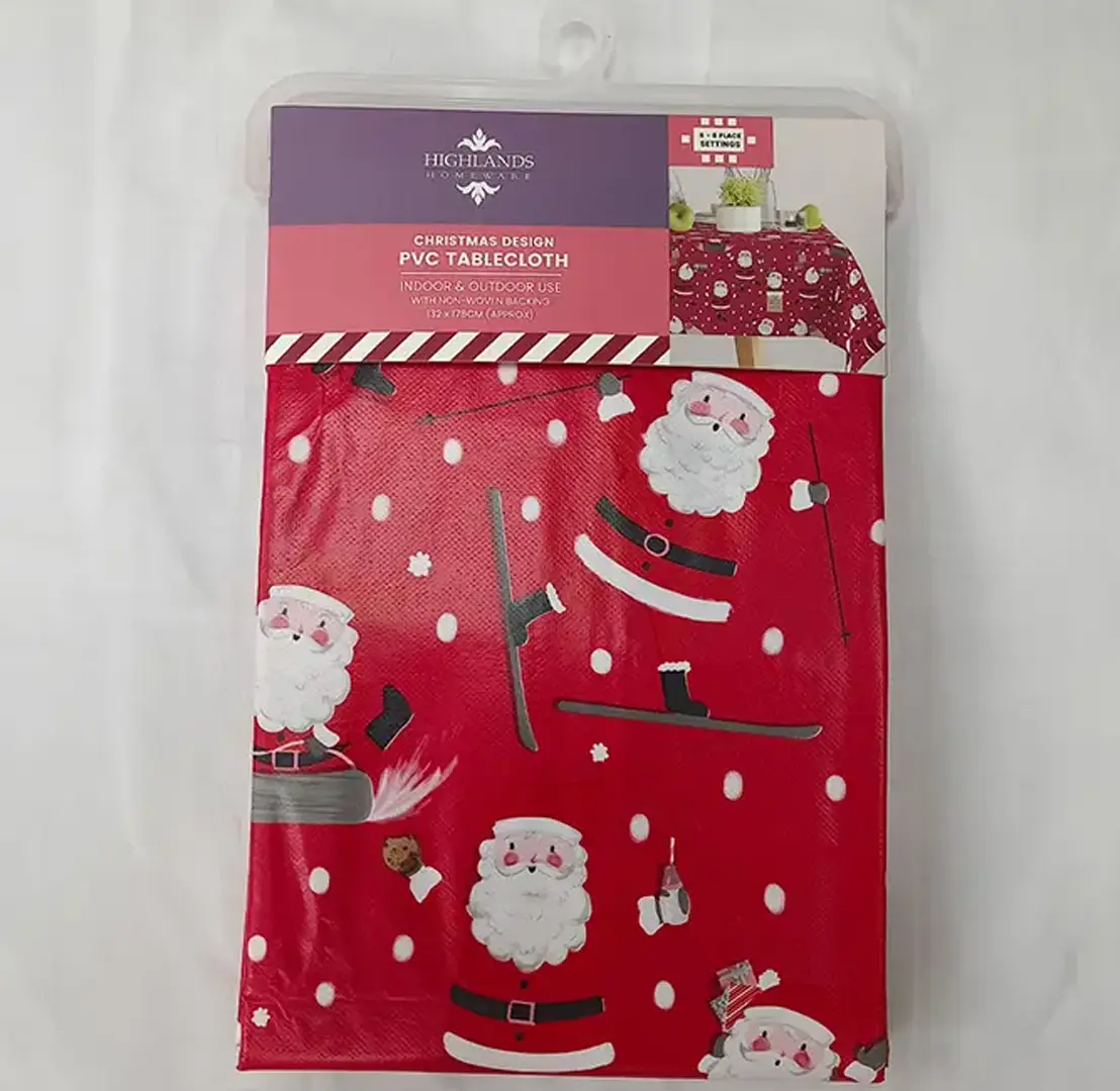 Christmas PVC Tablecloth With Santa Design