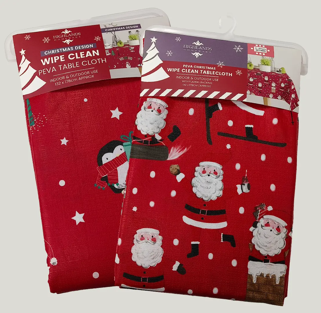 Wipe Clean Christmas Tablecloth Twin Pack