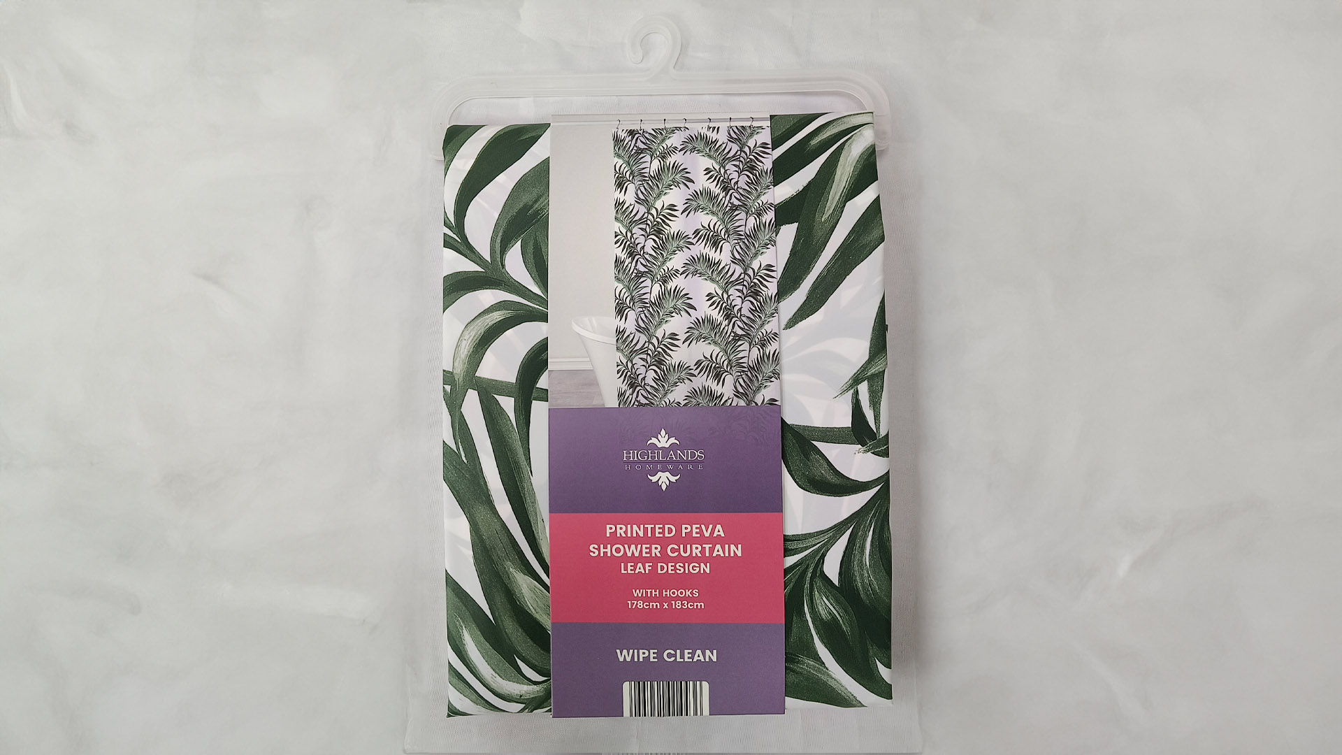 Printed Peva Shower Curtain – Leaf Design 