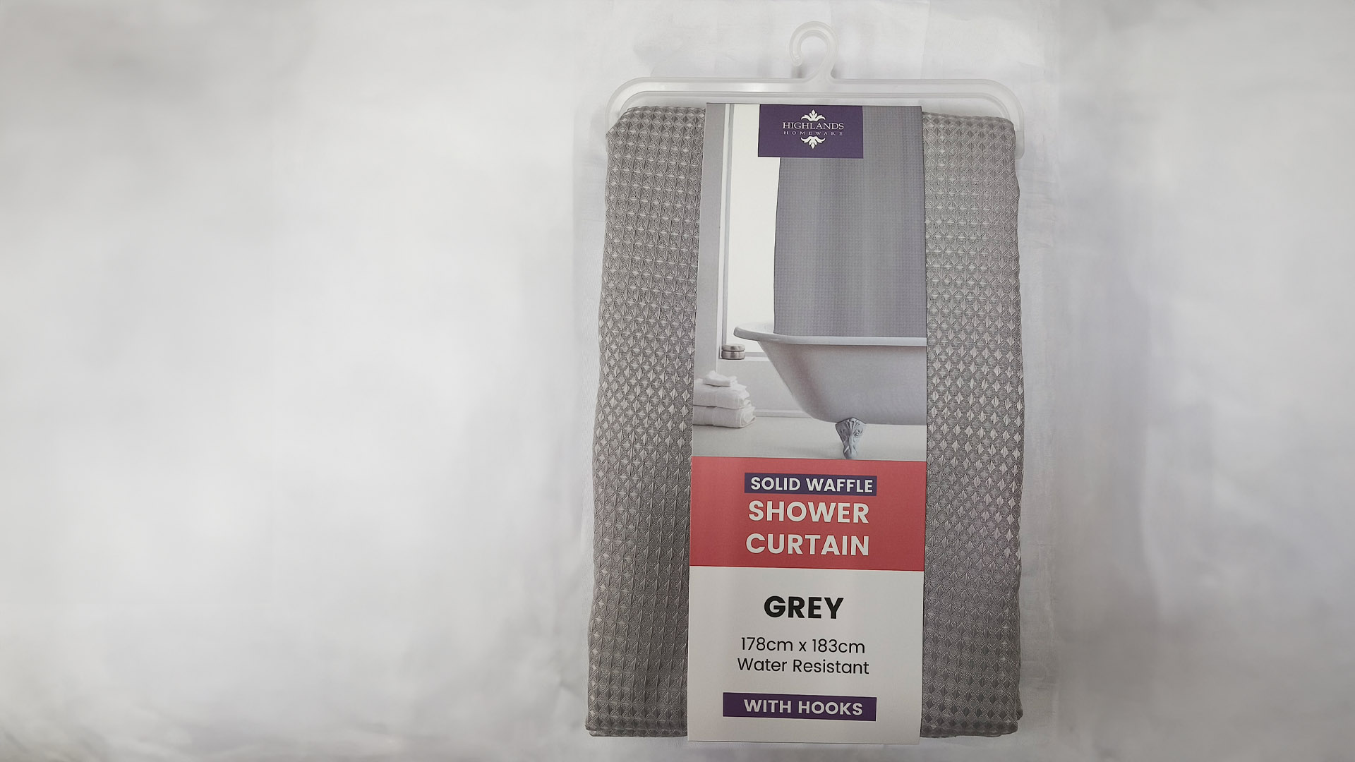 Solid Waffle Shower Curtain – Grey 